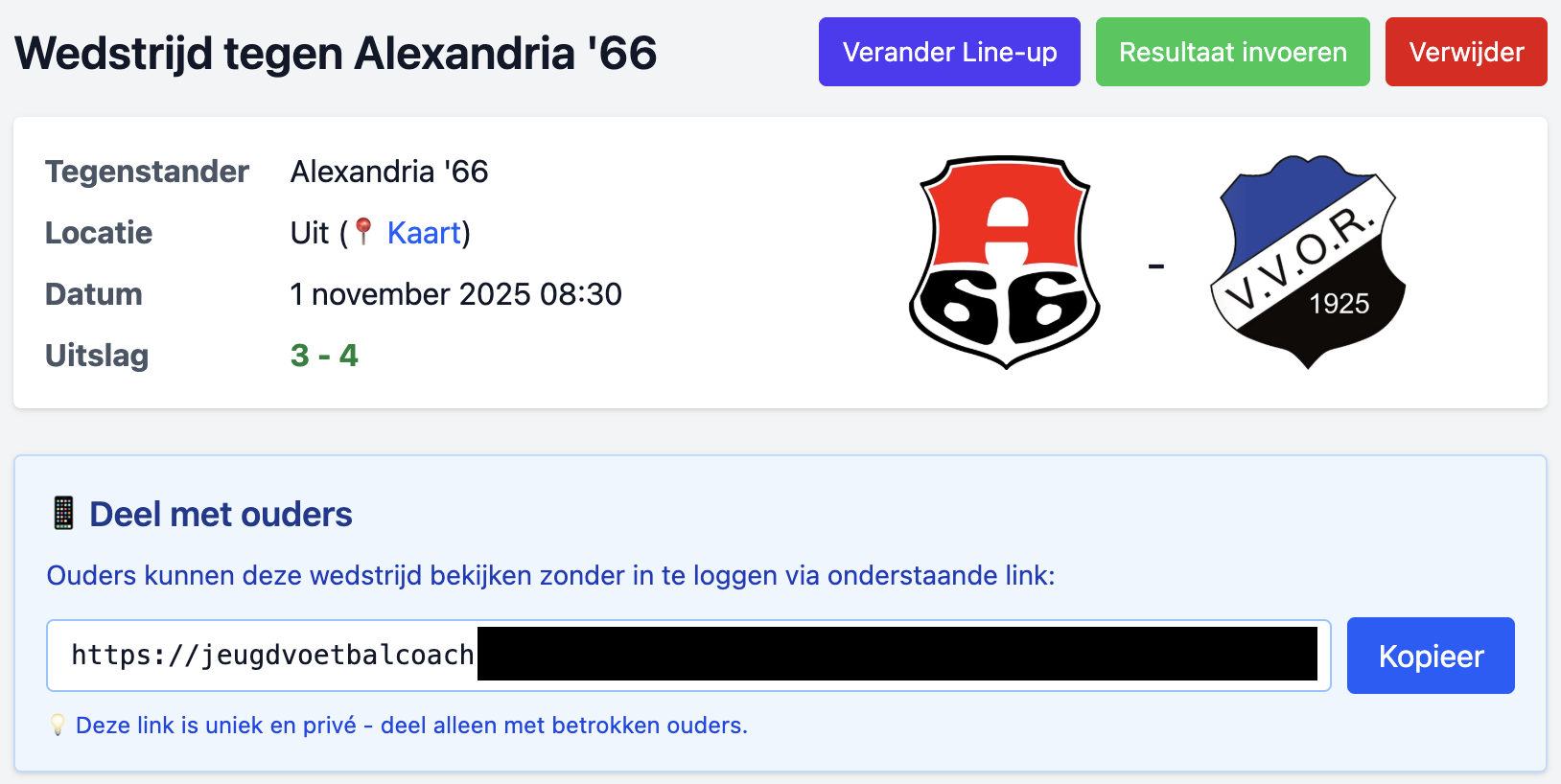 Deel links met ouders